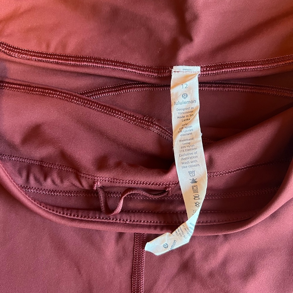 Women's Lululemon Pace Rival Crop *22" Dark Adobe Sz 12 - Picture 6 of 9